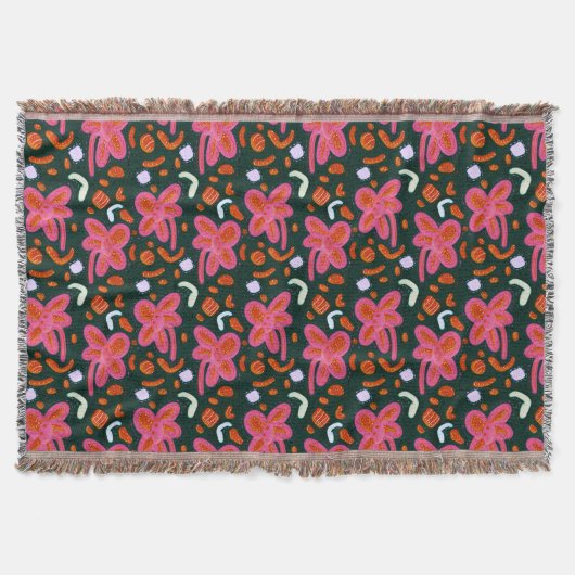 Blume und Ostermuster - dunkel Decke (Vorderseite)