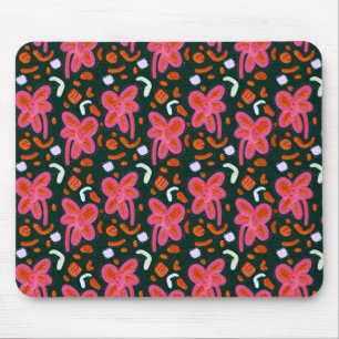 Blume und Ostermuster - dunkel Mousepad