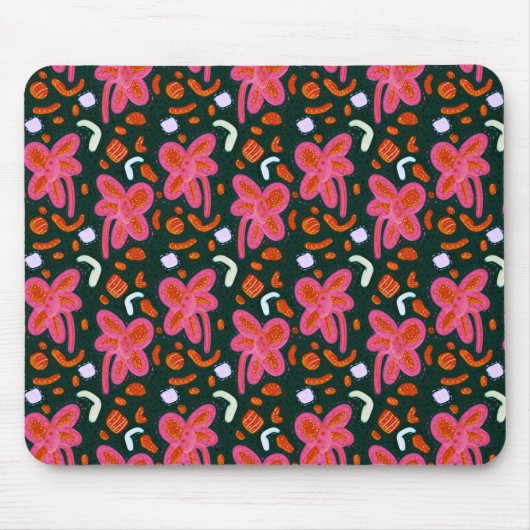 Blume und Ostermuster - dunkel Mousepad (Vorne)