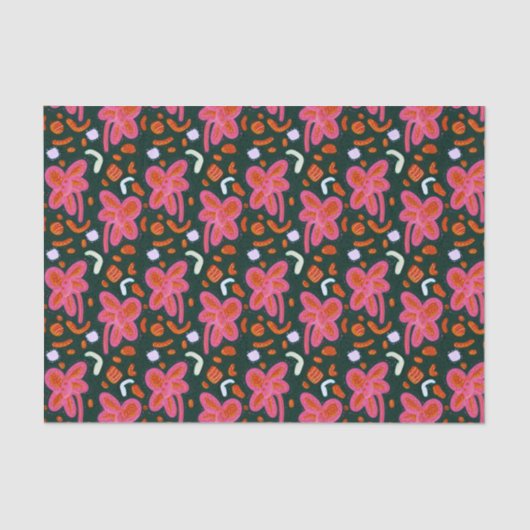 Blume und Ostermuster - dunkel Seidenpapier (Vorderseite)