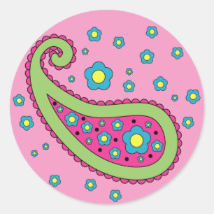 Blume und Paisley-Aufkleber Runder Aufkleber