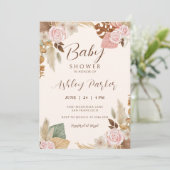 Blume und Pampas Einladung (Stehend Vorderseite)