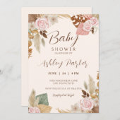 Blume und Pampas Einladung (Vorne/Hinten)