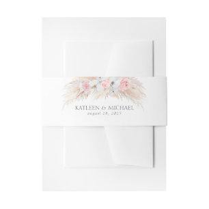 Blume und Pampas-Gras-Hochzeit Einladungsbanderole