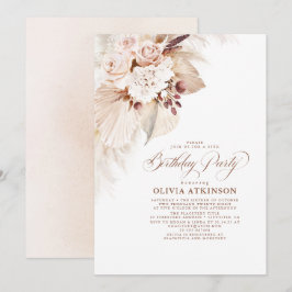 Blume und Pampas Grass Boho Geburtstag Einladung