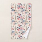 Blume und Pariser Reisemuster des Eiffelturms Badhandtuch Set (Handtuch)