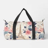 Blume und Pariser Reisemuster des Eiffelturms Duffle Bag (Vorderseite)