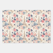 Blume und Pariser Reisemuster des Eiffelturms Geschenkpapier Set (Vorderseite 3)