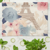 Blume und Pariser Reisemuster des Eiffelturms Geschirrtuch (Gefaltet)