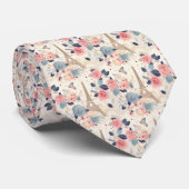 Blume und Pariser Reisemuster des Eiffelturms Krawatte (Gerollt)