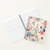 Blume und Pariser Reisemuster des Eiffelturms Notizblock (Innenseite)