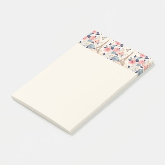 Blume und Pariser Reisemuster des Eiffelturms Post-it Klebezettel (angewinkelt)