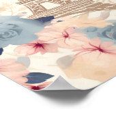 Blume und Pariser Reisemuster des Eiffelturms Poster (Ecke)