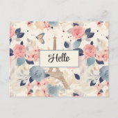 Blume und Pariser Reisemuster des Eiffelturms Postkarte (Vorderseite)