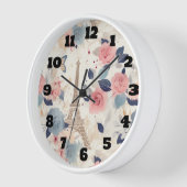 Blume und Pariser Reisemuster des Eiffelturms Uhr (Winkel)