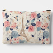 Blume und Pariser Reisemuster des Eiffelturms Zubehörtasche (Vorderseite)