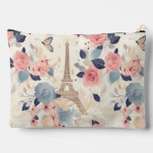Blume und Pariser Reisemuster des Eiffelturms Zubehörtasche (Rückseite)