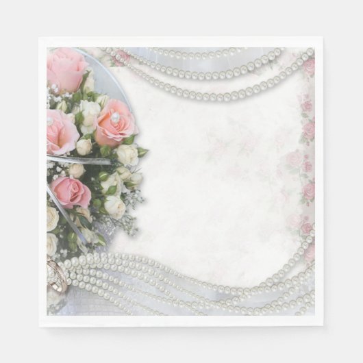 Blume und Perlen Serviette (Vorderseite)