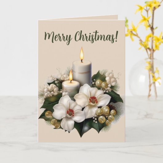 Blume und Perlen Weihnachten Karte (Gelbe Blume)