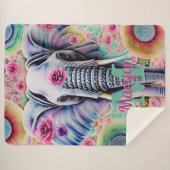 Blume und Personalisierter Elefantenname Sherpadecke (Vorderseite (Horizontal))