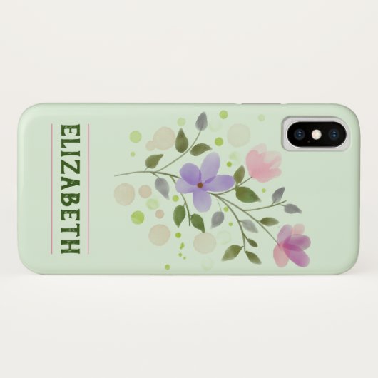 Blume und Personalisierter Name Elizabeth Case-Mate iPhone Hülle (Rückseite (Horizontal))