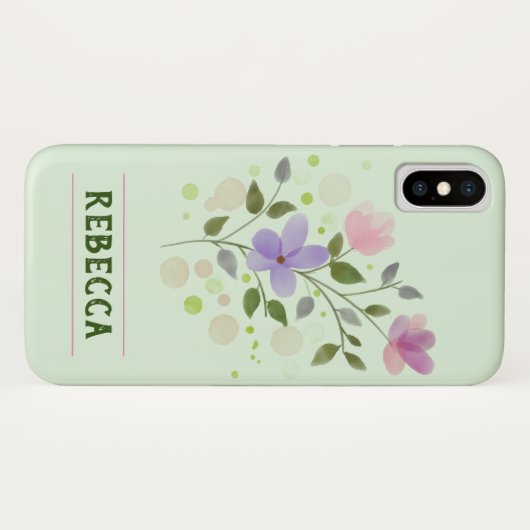 Blume und Personalisierter Name Rebecca Case-Mate iPhone Hülle (Rückseite (Horizontal))