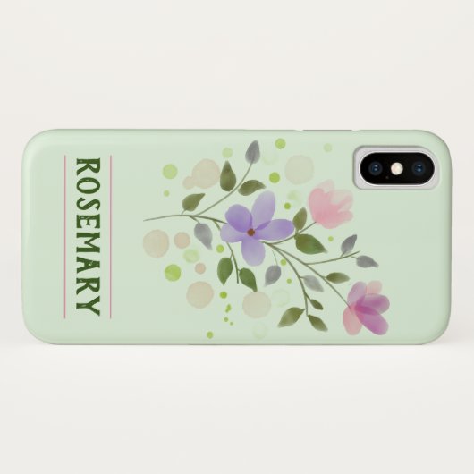 Blume und Personalisierter Name Rosemary Case-Mate iPhone Hülle (Rückseite (Horizontal))