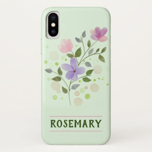 Blume und Personalisierter Name Rosemary Case-Mate iPhone Hülle (Rückseite)