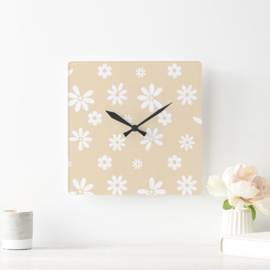 Blume und Petalen 7 Quadratische Wanduhr (Zuhause)