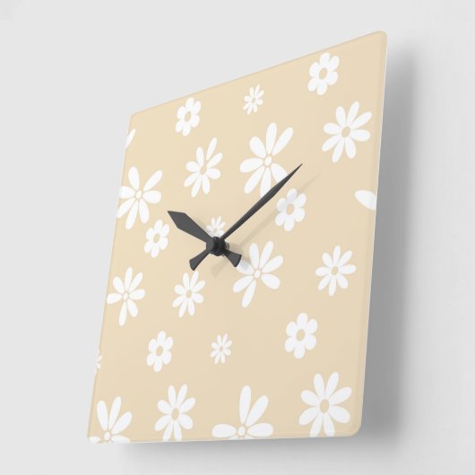 Blume und Petalen 7 Quadratische Wanduhr (Winkel)