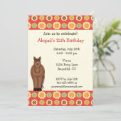 Blume und Pferde Einladung zum Geburtstag (Stehend Vorderseite)