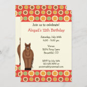 Blume und Pferde Einladung zum Geburtstag (Vorne/Hinten)