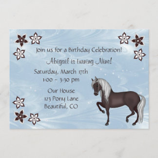 Blume und Pferde Einladung zum Geburtstag ~ Mädche