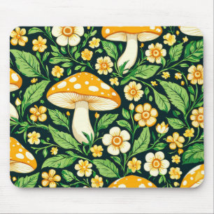 Blume und Pilze aus Grün und Gold Mousepad