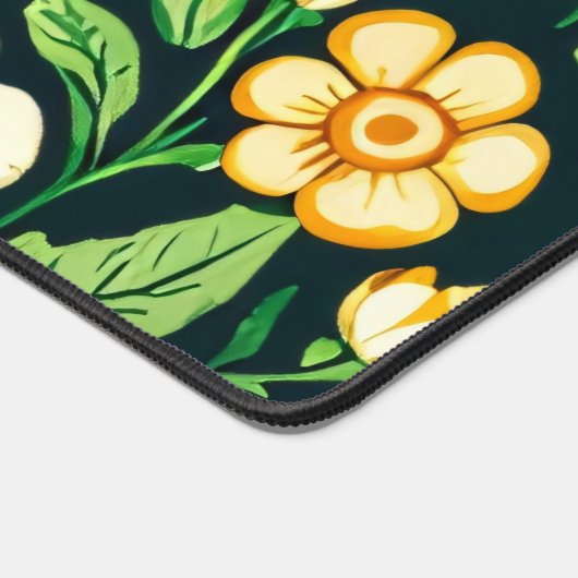 Blume und Pilze aus Grün und Gold Schreibtischunterlage (Ecke)