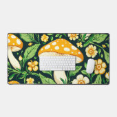 Blume und Pilze aus Grün und Gold Schreibtischunterlage (Tastatur & Maus)