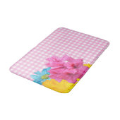 Blume und Pink Gingham Badematte (Schrägansicht)
