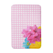 Blume und Pink Gingham Badematte (Vorderseite Vertikal)
