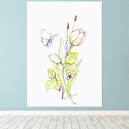 Blume und Pinsel Leinwanddruck (Insitu (Holzboden))