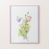 Blume und Pinsel Puzzle (Vertikal)