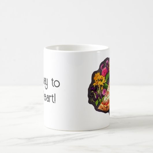 Blume und Pizza Kaffeetasse (Mittel)