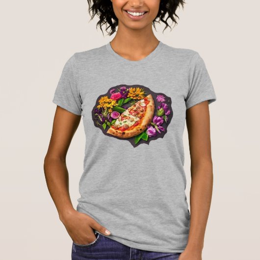 Blume und Pizza T-Shirt (Vorderseite)