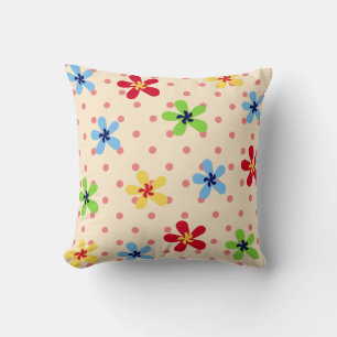 Blume und Polka Dot Muster Kissen