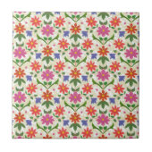 Blume und Polka Dots auf Ecru, Keramik Tile Fliese (Vorderseite)