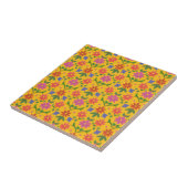 Blume und Polka Dots auf Gelb, Keramik Tile Fliese (Seite)