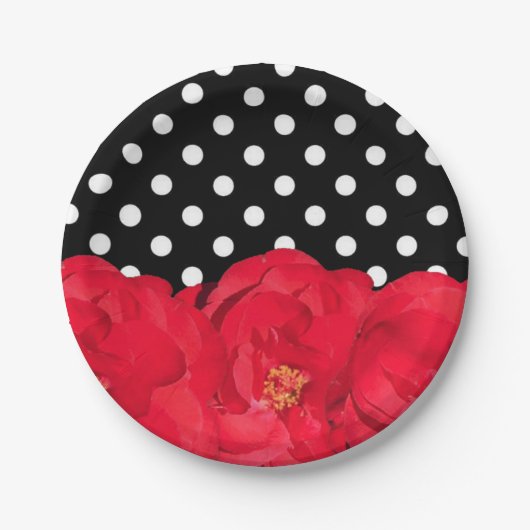 Blume und Polka Dots Party Teller (Vorderseite)
