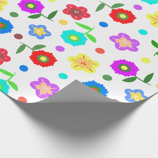 Blume und Polka-Punkte Geschenkpapier (Ecke)