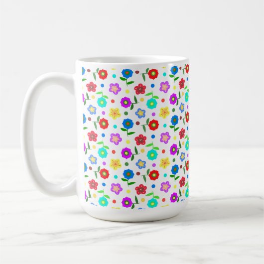 Blume und Polka-Punkte Kaffeetasse (Links)