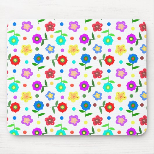 Blume und Polka-Punkte Mousepad (Vorne)