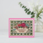 Blume und Postkarte des Spitzen-Valentins (Stehend Vorderseite)